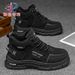 Patent Autumn Men's High-Top Work Shoes, Men's Trendy Versatile Thick-Soled Non-Slip Casual Ankle Boots, Safety Shoes_vogvips.com