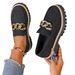 Cross-border Foreign Trade Large-size Women's Shoes, New Autumn Style, Metal Chain, Thick-soled, Fashionable, Versatile_vogvips.com