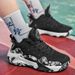 Men's shoes flying woven basketball shoes High top sneakers Hipster cloth camouflage youth student training shoes_vogvips.com