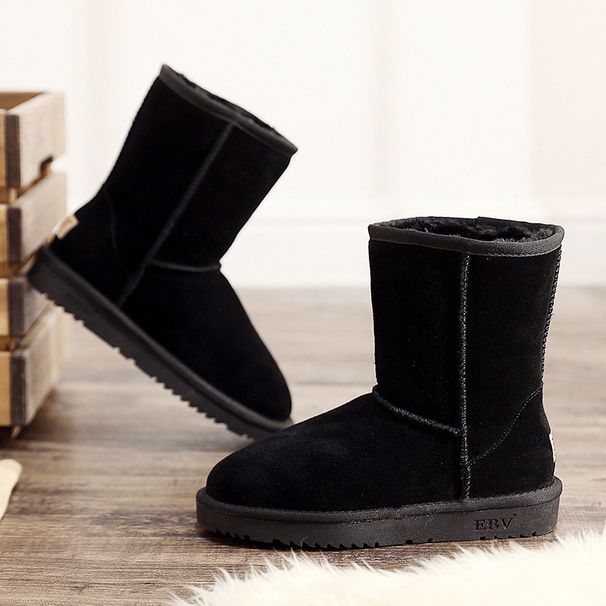 1178225343@qq.com Full Size In Stock Snow Boots For Women, Mid-Calf, Cowhide, Warm, Non-Slip, Fleece-Lined, Thickened, Loafers, Cotton_vogvips.com