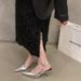 Niche French Style Elegant Gold Peep-Toe Sandals Fairy 2025 New Spring Summer Pointed High Heels Single Shoes_vogvips.com