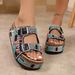 Women's Summer Spot Cork Sandals Thick Soled Slippers with Rhinestone Buckle plus Size New Style_vogvips.com