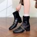 Sheepskin Version ~ Small Fragrance Style Celebrity Temperament Rivet Thick Heel Boots Back Zipper Versatile Square Toe Elastic Skinny Boots For Women_vogvips.com