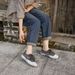 High-end Washed Casual For Women, Vintage Distressed Raw Edge Sneakers With Rubber Outsole, Non-slip And Comfortable_vogvips.com