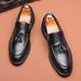 Men's leather shoes summer high-end sense of bean shoes men's slip-on fringe loafers_vogvips.com