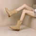 Autumn Winter Suede Retro Western Cowboy Women 2022 New British Style Back Zipper Short Martin Boots_vogvips.com