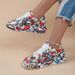 New Thick Sole Fashion Print Lace Up Sports Women's Round Head 43 Size Couple Casual Shoes_vogvips.com