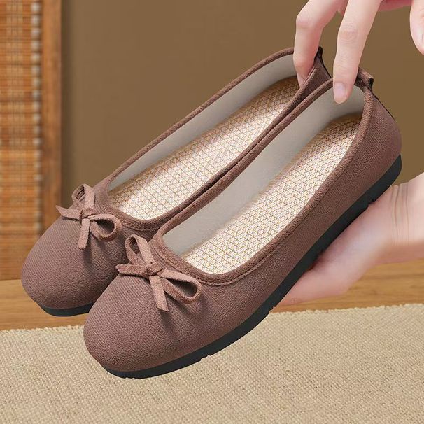 Women's French Style Low Cut Loafers Red round Toe with Bow Hidden Heel Soft Sole Trendy Shoe for Spring And Autumn 2025_vogvips.com
