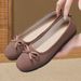 Women's French Style Low Cut Loafers Red round Toe with Bow Hidden Heel Soft Sole Trendy Shoe for Spring And Autumn 2025_vogvips.com