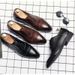 Men's Leather Korean Style British Trend Pointed Toe Hair Stylist Height Increasing Casual Shoes Youth Brown_vogvips.com