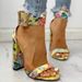 Women's Chunky Heel Pumps Belt Buckle Snake Pattern Thick Heel Sandals Women's Large Size 40 43sandals_vogvips.com