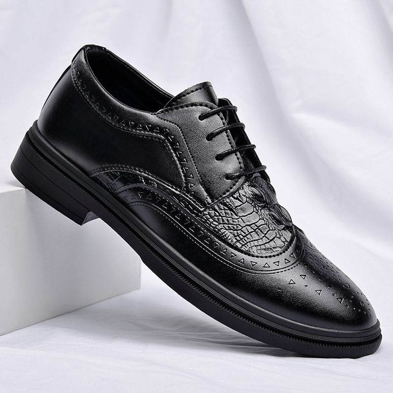 Men's Classic Brogue Oxford Shoes - Breathable Soft PU Leather Formal & Casual Dress Shoes With Cushioned PVC Sole For Comfort_vogvips.com