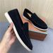 LP Genuine Leather Slip-On 25 New Casual White Sole Cowhide Black Loafers_vogvips.com