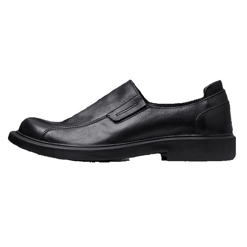 Euro Step 2021 Summer New Genuine Leather Soft Sole Breathable Slip-On Lazy Loafers Round Toe Pull-On Big Head Shoes For Men_vogvips.com