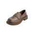 2025 Spring Stylish British Style Round Toe Deep Mouth Slip-On Leather Soft Sole Flat Loafers For Women_vogvips.com