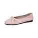 Square Head Shallow Mouth Ballet Flats Women's Bow French Single Shoes Soft-soled Grandma Shoes_vogvips.com