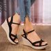 Women's Plus Size Platform Sandals Cross Strap Wedge Thick Soled European American Style Rope Summer_vogvips.com