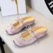 1633-1 French Satin Bowknot Strap Shallow Mouth Closed Half Slippers Women Hollow Out Hidden Heel Round Toe Sandals_vogvips.com