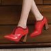 Spring Women's Wood Grain High Heels Shoes, Pointed Toe Slip-On Comfortable Pumps, Plus Size 32-50, Durable Daily Wear_vogvips.com