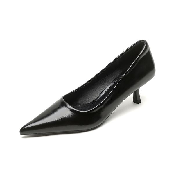 Pointed Single Shoes Women's Thin Heels Black Work Shoes Shallow Temperament High Heels Women Are Not Tired_vogvips.com