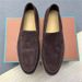 LP Genuine Lazy One Foot Loafers 2025 New Casual Low Heel Cowhide Dark Brown Leather Shoes_vogvips.com