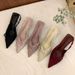 Floral Girl! Early Spring Floral Bow Pointed-toe Shallow High-heeled Shoes Women, Closed-toe Backless Sandals, Elegant_vogvips.com