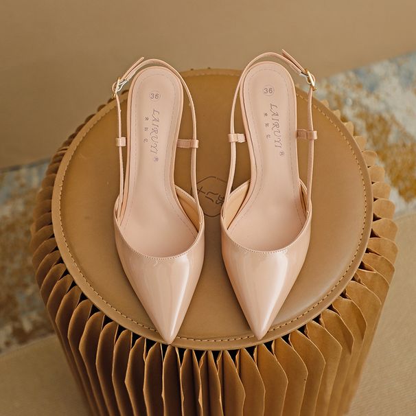 BJM-2 Patent Leather High Heels Open Back Stiletto Sandals Women New Summer Pointed Toe One Strap Large And Small Size_vogvips.com