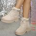 Women's Shoes Autumn/Winter New Style Solid Color Women's Cotton Boots Lace Up Ankle Boots Women's Warm Snow Boots Women's Shoes_vogvips.com