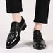 Euro Step First Layer Cowhide Crocodile Pattern Brogue Lace-Up Business Formal Men's Genuine Leather British Casual Wedding Shoes_vogvips.com