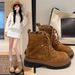 British Style Two-Way Women's Martin Autumn Winter Lace-Up Chunky Heel Thick Sole Short Petite Versatile Boots_vogvips.com