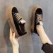 Black Platform Canvas Shoes Women's Round Head Muffin Heightening Casual Board Shoes_vogvips.com