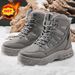 Men's Large Cotton Shoes, High Top, Thick And Warm Outdoor Snow Boots, Tactical Boots, Anti Slip Retro Workwear, Martin Boots_vogvips.com