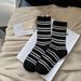 Wool Socks For Men And Women, Warm Thermal Mid-Crew Socks With Striped Pattern, Soft And Breathable, Unisex Casual Socks For All Seasons_vogvips.com