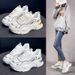 Women's Spring And Summer Online Celebrity All Match Thick Sole Heightening Lightweight Breathable White Casual Sports_vogvips.com