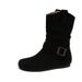 Suede Belt Buckle Wrinkled Denim For Women 2025 Autumn Winter New Versatile Flat Slim Mid-Calf Slouch Boots_vogvips.com