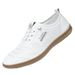 New Round Toe Casual Business Trend Men's White Leather Shoes Loafers_vogvips.com