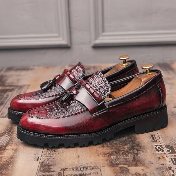 Glide 2024 Spring Thick-Soled Height-Increasing New Business Men's Slip-On Fashion Polished Color Cross-Border Large Size_vogvips.com