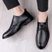 Round Head Lace-up Hand-stitched Men's Shoes Men's Dress Work Rubber Non-slip Sole_vogvips.com