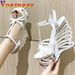 Summer Hollow Out Platform Nightclub Fashion Pumps Woman Super High Heel Wedges Sandals Sexy Ankle Buckle Peep Toe Party_vogvips.com