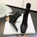 Genuine Square Toe High Ankle For Women 2025 New French Style Leather Black Stretch Slim Versatile Chunky Heel Boots_vogvips.com