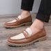 Retro trend men's business casual small leather shoes a slip-on lazy loafers_vogvips.com