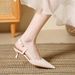 360-28 2026 New Fairy Style Pointed Toe High Heels, Closed-Toe Shallow Heel Stiletto Bridesmaid Sandals_vogvips.com