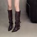 Chunky Heel Pointed Toe Women 2025 New Autumn Winter Black Slouch Long Tube Riding Boots_vogvips.com