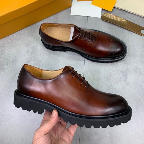 New Business Casual Leather Thick Sole Wear-resistant British Fashion Loafers Men's Wedding Groom Shoes_vogvips.com
