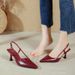 Sexy Burgundy Pointed Toe Sandals For Women 2025 Summer New French Style Closed-Toe Single Shoes Elegant Thin Heel High_vogvips.com