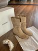 Sheepskin Version~Grape Mom Same Style Shoes With Hidden Wedge, Round Toe, V-Cut, Chunky Heel, Slimming, Large Calf_vogvips.com