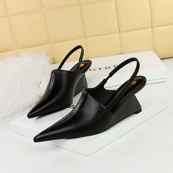 High-heeled Wedge-heeled Deep-mouth Bag-head Shoes Hollow-out Back Strap Sandals High Heels Women's Shoes_vogvips.com