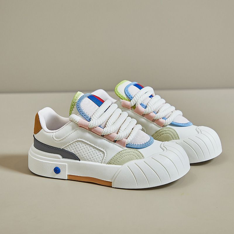 2025 Spring New White Sneakers Korean Style Ins Female Student Thick Sole Height Increasing Sports Trendy Casual Board_vogvips.com