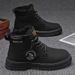Men's Winter Martin Boots, Fleece-Lined Warm Cotton Boots, High-Top Work Boots, Men's British Style Casual Leather Boots_vogvips.com