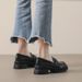 Weiwei Girl Thick Soled Loafers For Women Retro Melad Brown Leather Chunky Heel Soft Sole Single Shoes_vogvips.com